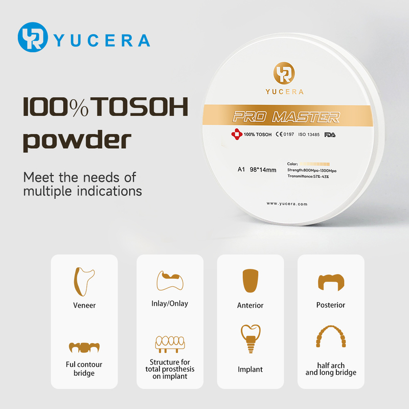 Yucera Optimal Translucency Multilayer Zirconia Blocks for Dental Laboratories