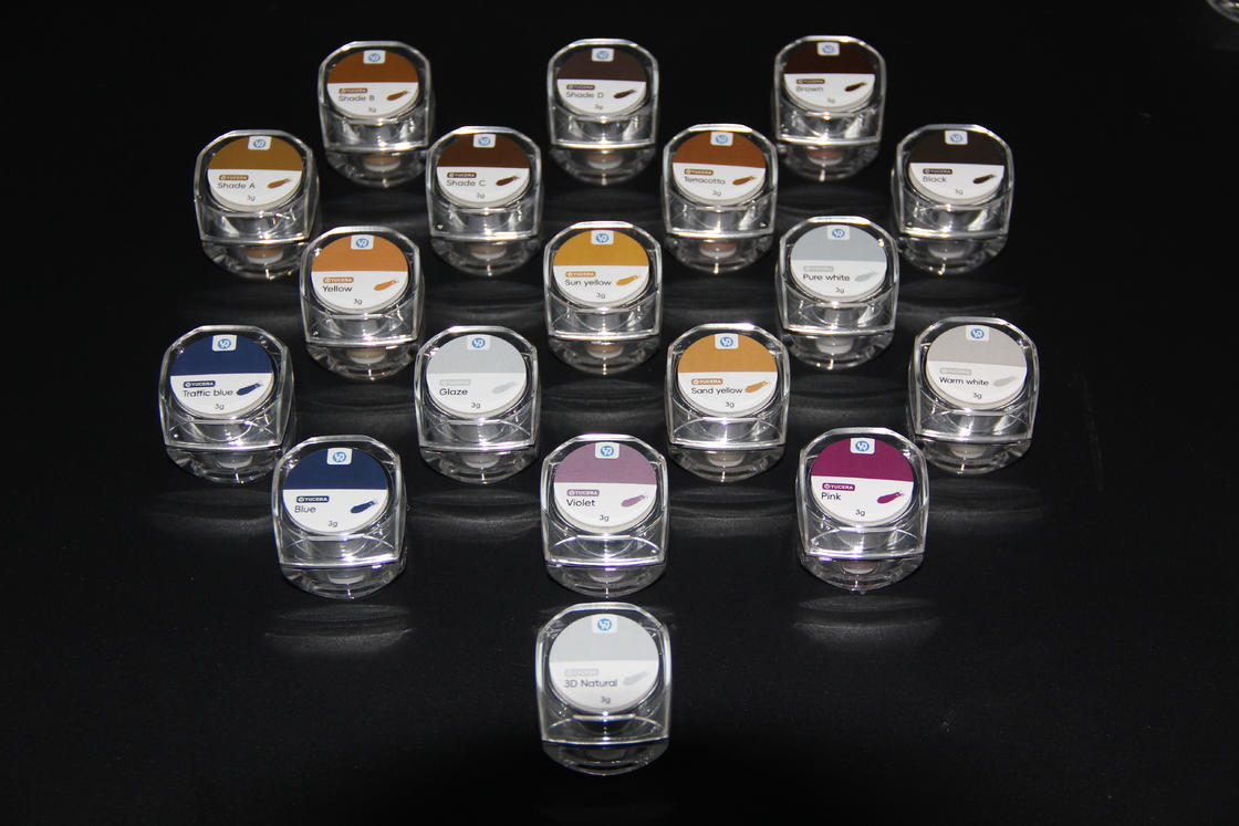 Bộ dụng cụ nhuộm và tráng men Zirconia gốm 18 màu Yucera Natural Glow cho các sáng tạo trong phòng thí nghiệm nha khoa