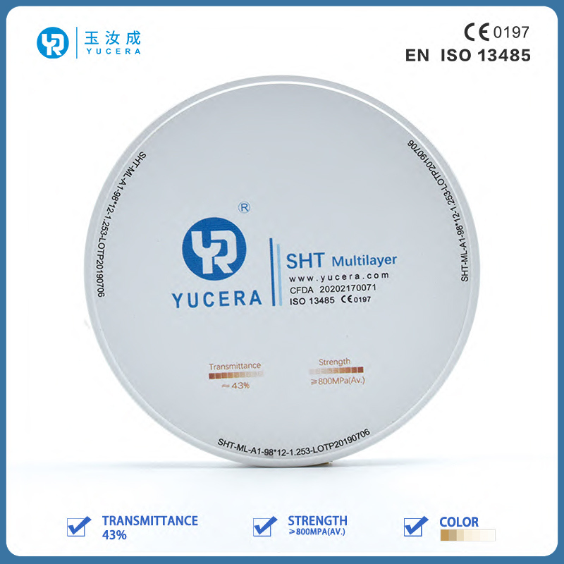 Dental Zirconia Disc 98mm  YUCERA SHT (46% Trans./900MPa) | ISO 13356 Certified