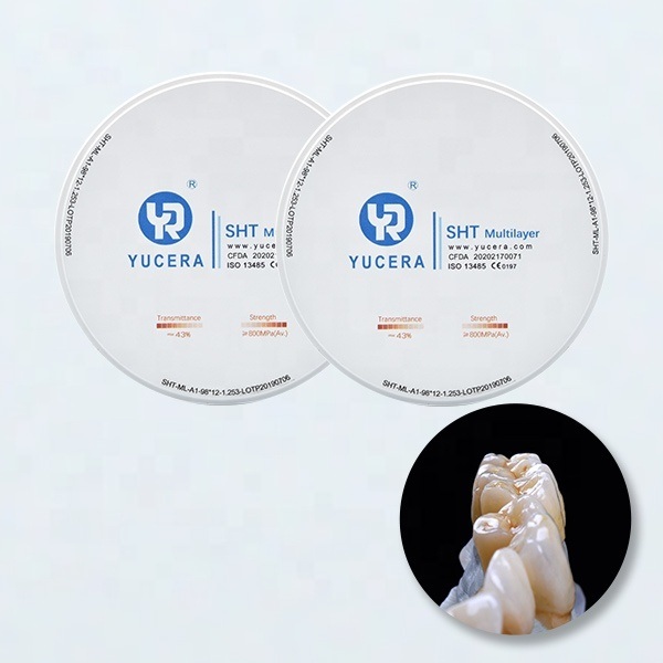 Dental Zirconia Disc 98mm  YUCERA SHT (46% Trans./900MPa) | ISO 13356 Certified