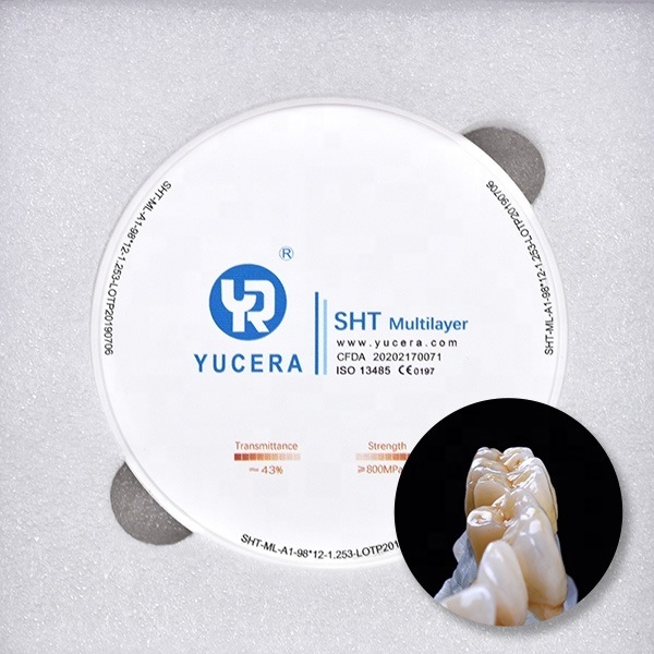 Dental Zirconia Disc 98mm  YUCERA SHT (46% Trans./900MPa) | ISO 13356 Certified
