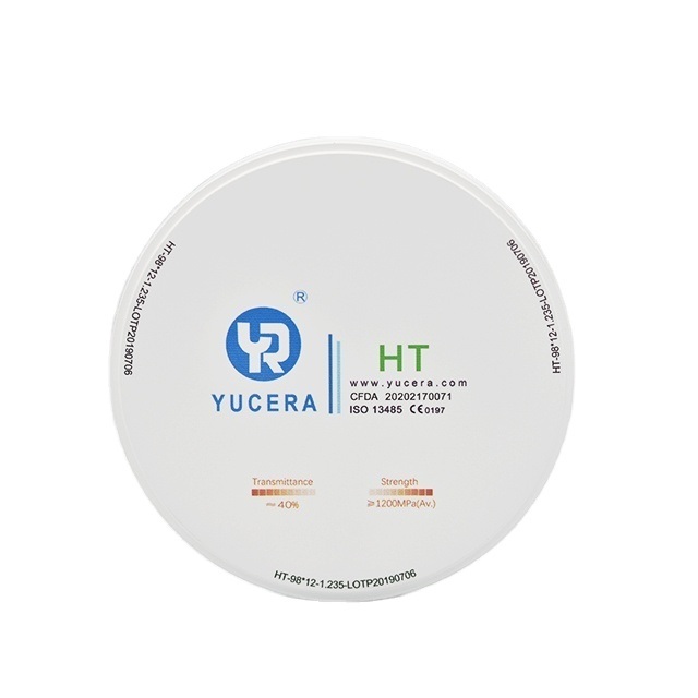 Đĩa Zirconia Nha Khoa 98mm YUCERA HT Trắng (1200MPa/45% Độ trong) | Đạt chứng nhận ISO 13356