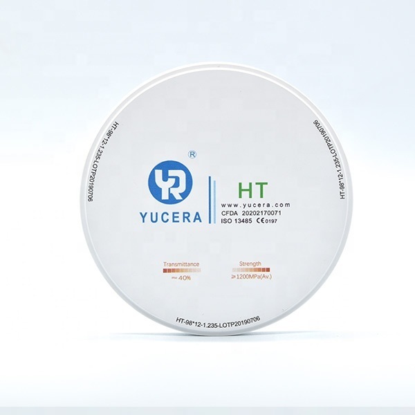 Đĩa Zirconia Nha Khoa 98mm YUCERA HT Trắng (1200MPa/45% Độ trong) | Đạt chứng nhận ISO 13356