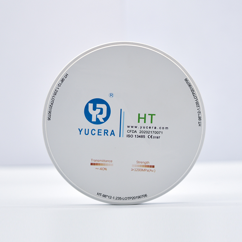 Đĩa Zirconia Nha Khoa 98mm YUCERA HT Trắng (1200MPa/45% Độ trong) | Đạt chứng nhận ISO 13356