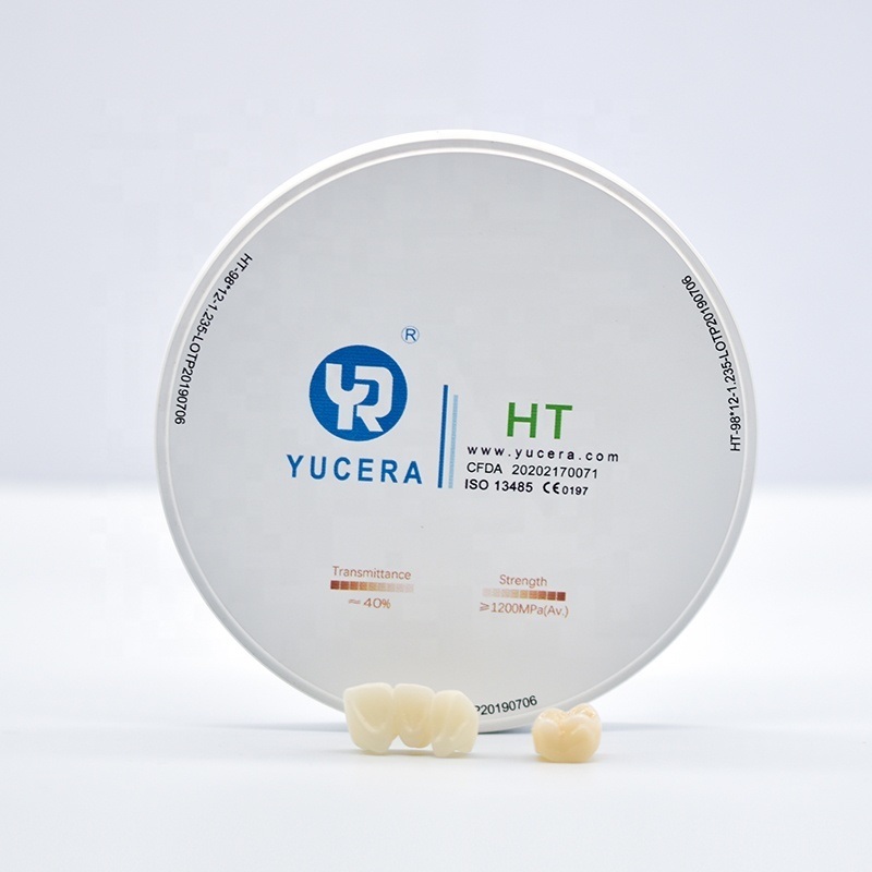 Đĩa Zirconia Nha Khoa 98mm YUCERA HT Trắng (1200MPa/45% Độ trong) | Đạt chứng nhận ISO 13356