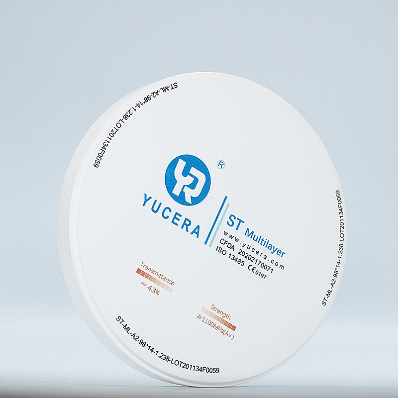 Dental Zirconia Disc 98mm  YUCERA ST-Multilayer | 1200MPa/45-55% Trans. | ISO 13356