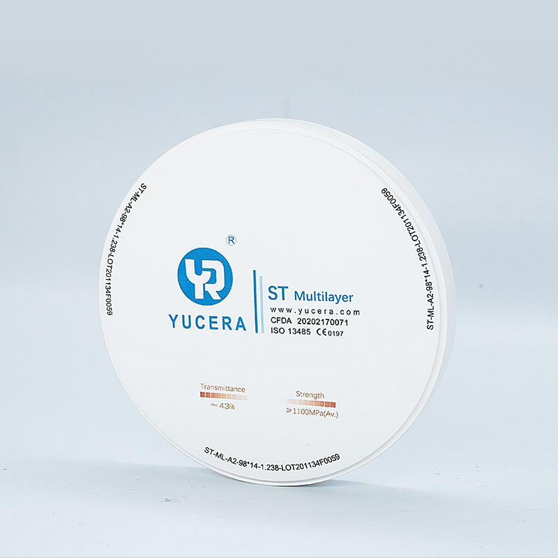 Đĩa Zirconia Nha Khoa 98mm YUCERA ST-Multilayer | 1200MPa/Độ truyền sáng 45-55% | ISO 13356