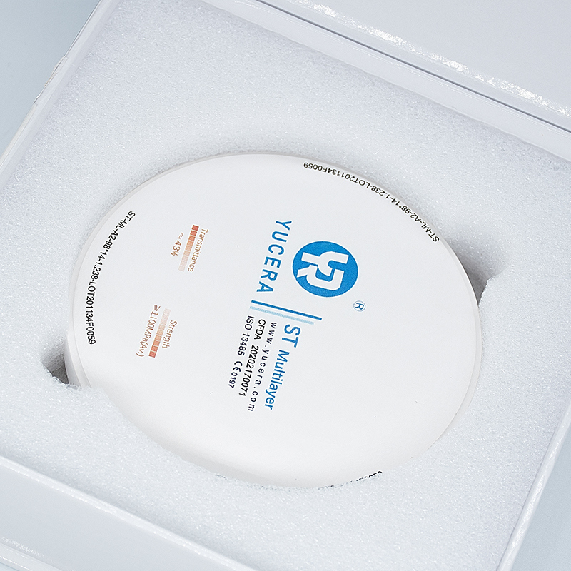 Dental Zirconia Disc 98mm  YUCERA ST-Multilayer | 1200MPa/45-55% Trans. | ISO 13356