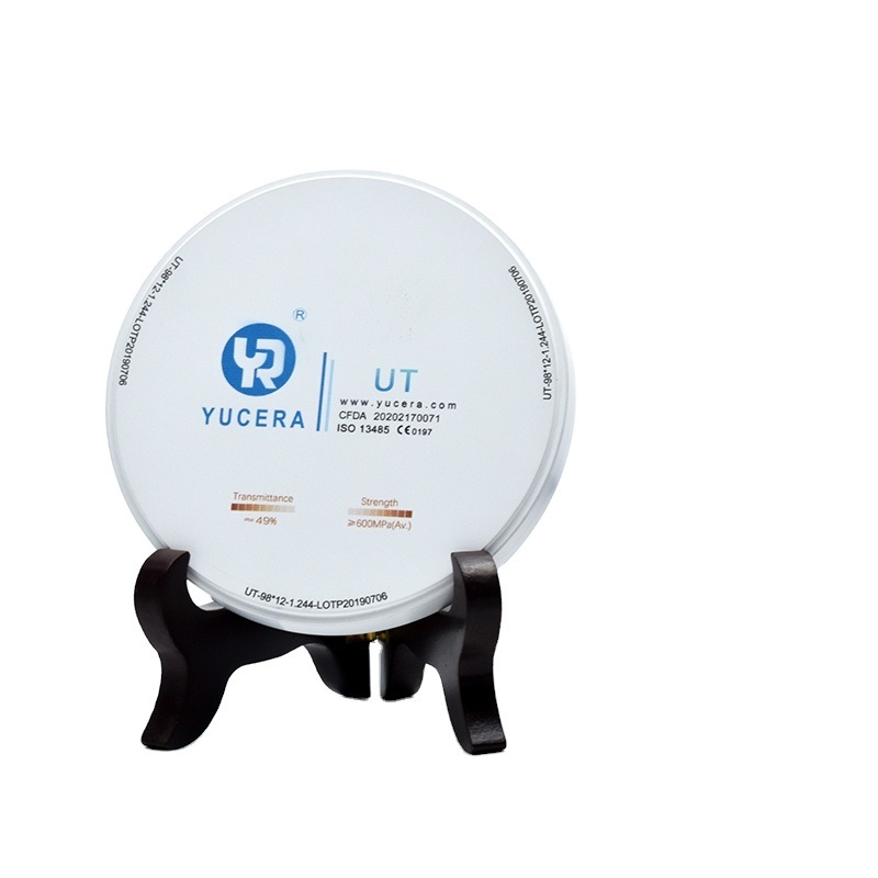 Dental Zirconia Disc 98mm  YUCERA UT White (49% Trans./600MPa) | ISO 13356 Certified