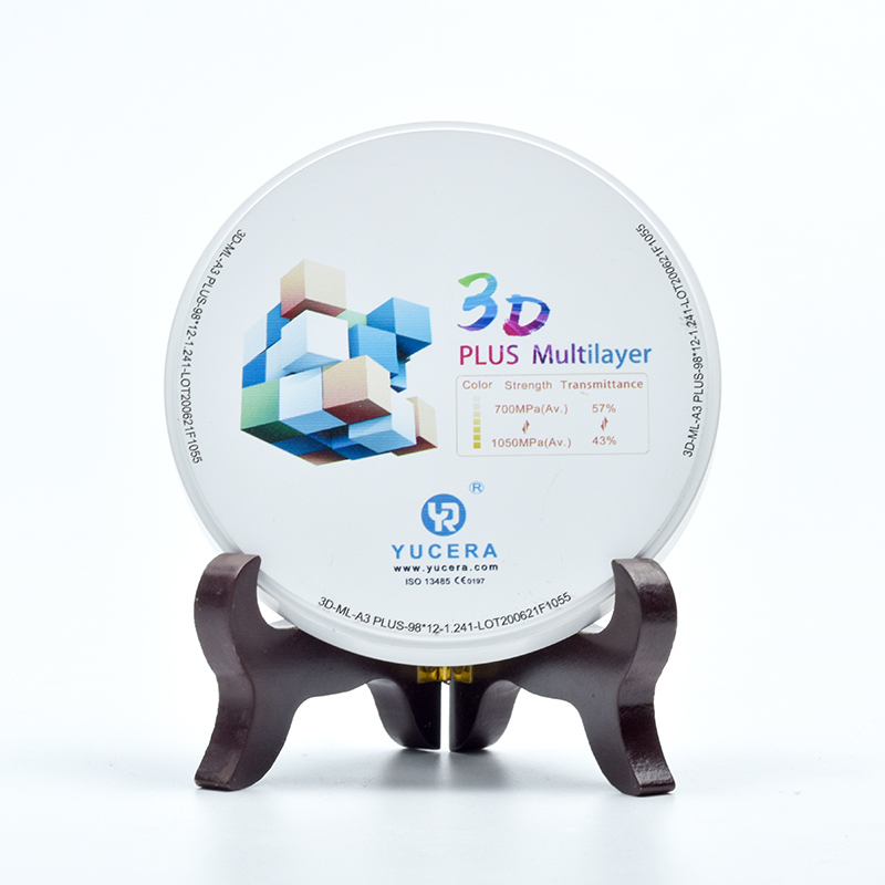 Dental Zirconia Disc 98mm  YUCERA 3D Multilayer | 1050MPa/43-57% Light Transmission | ISO 13356 Certified