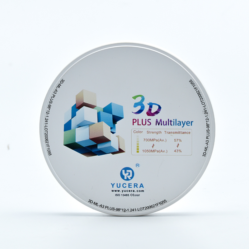 Dental Zirconia Disc 98mm  YUCERA 3D Multilayer | 1050MPa/43-57% Light Transmission | ISO 13356 Certified