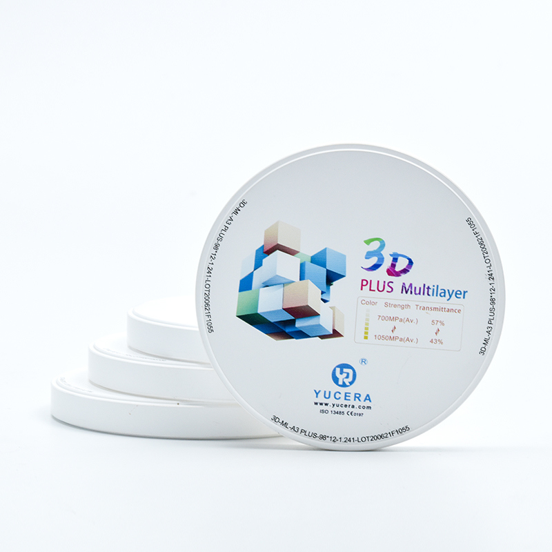 Dental Zirconia Disc 98mm  YUCERA 3D Multilayer | 1050MPa/43-57% Light Transmission | ISO 13356 Certified