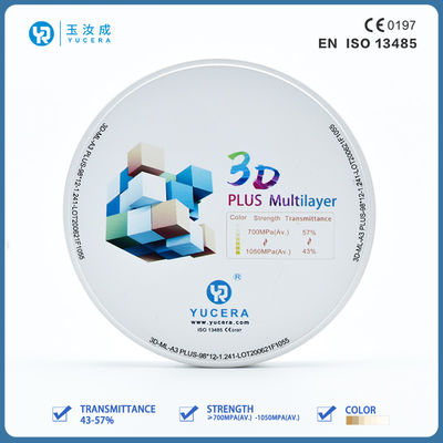 3D Plus Multilayer Yucera Khối Zirconia thiêu kết trước với 16 màu và chất tẩy trắng